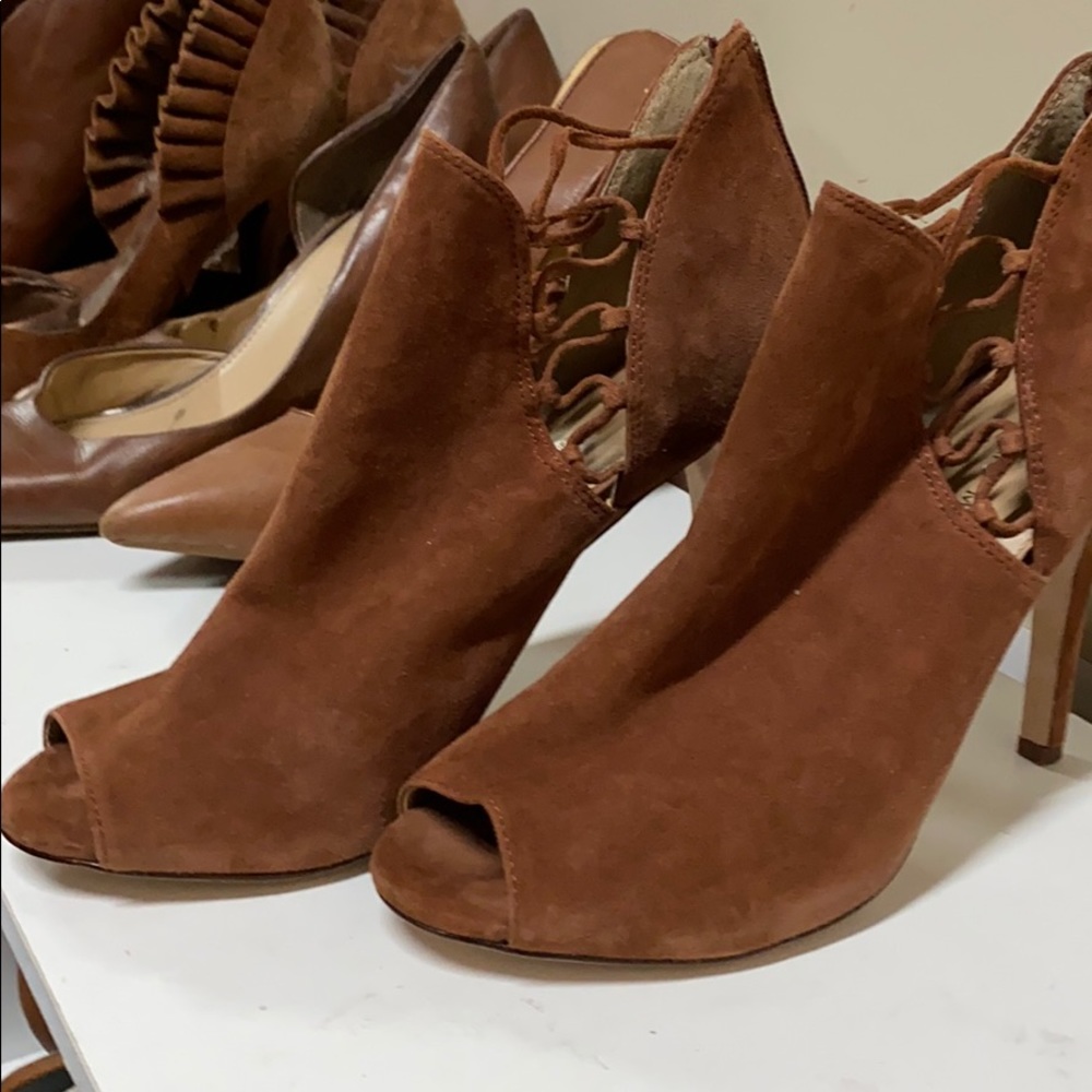Cognac Antonio Melani Peep Toe Booties